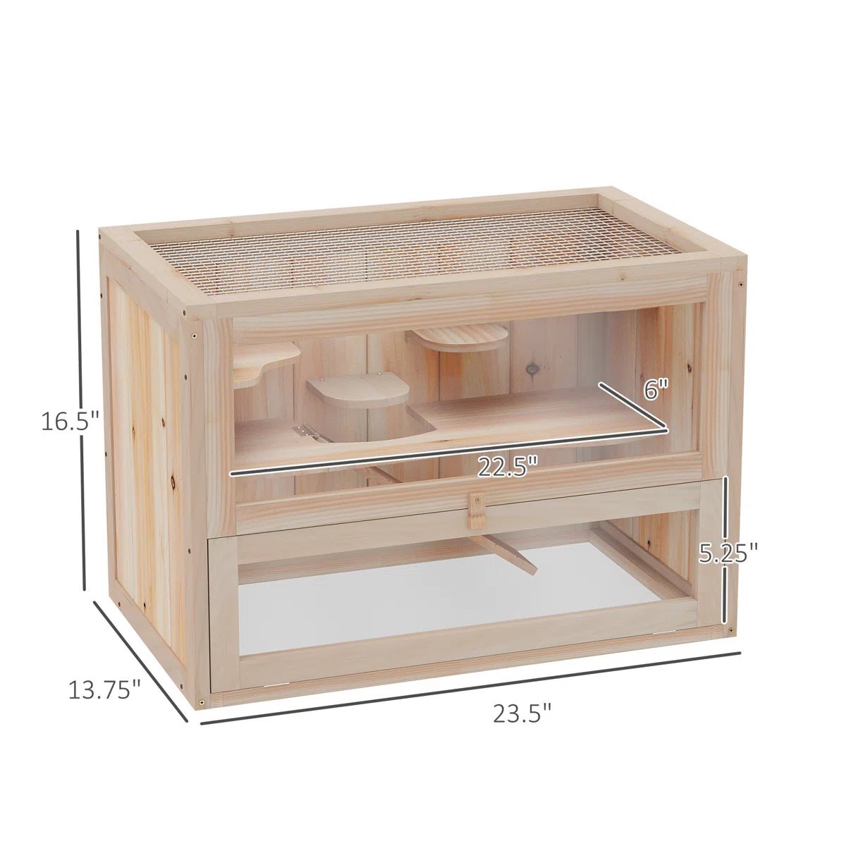 -level Fun-boosting Wood Small Animal Cage For Indoor And Outdoor Use With Easy Access & Ample Space